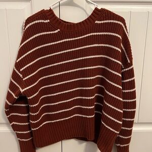 a.n.a Rust and White Striped Sweater
